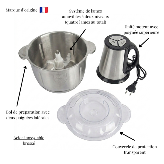 Hachoir à Viande Électrique 5L I 500W Inox 3 Vitesses I Grande Capacité Multifonction