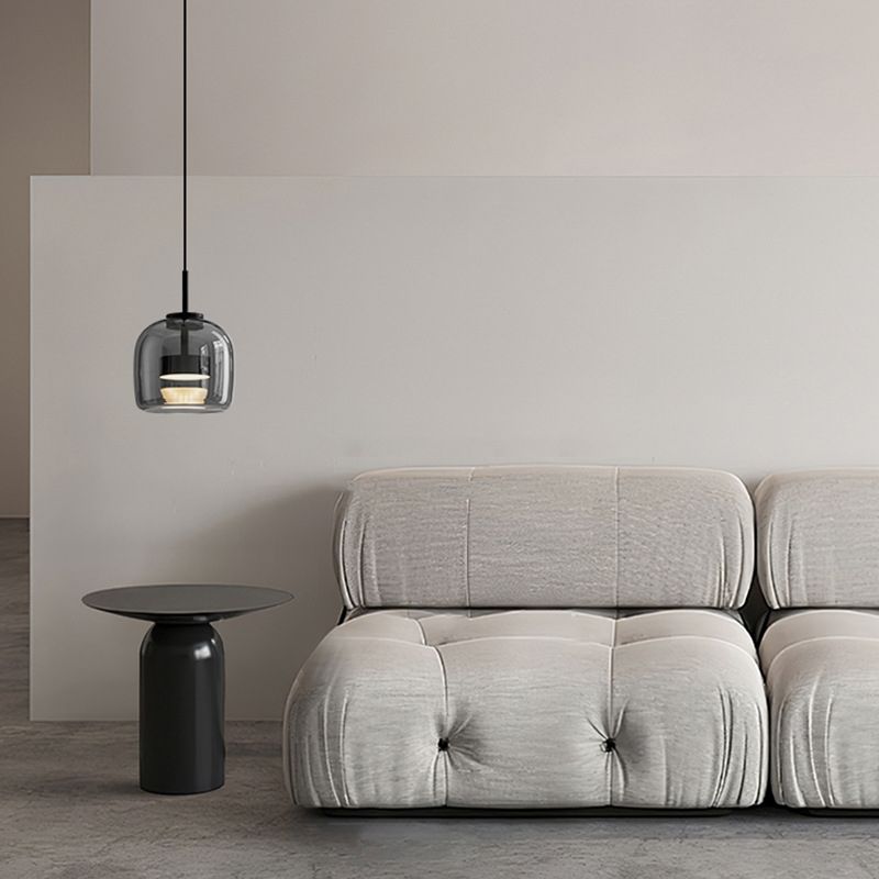 June Suspension Luminaire Design Verre Gris Fumé