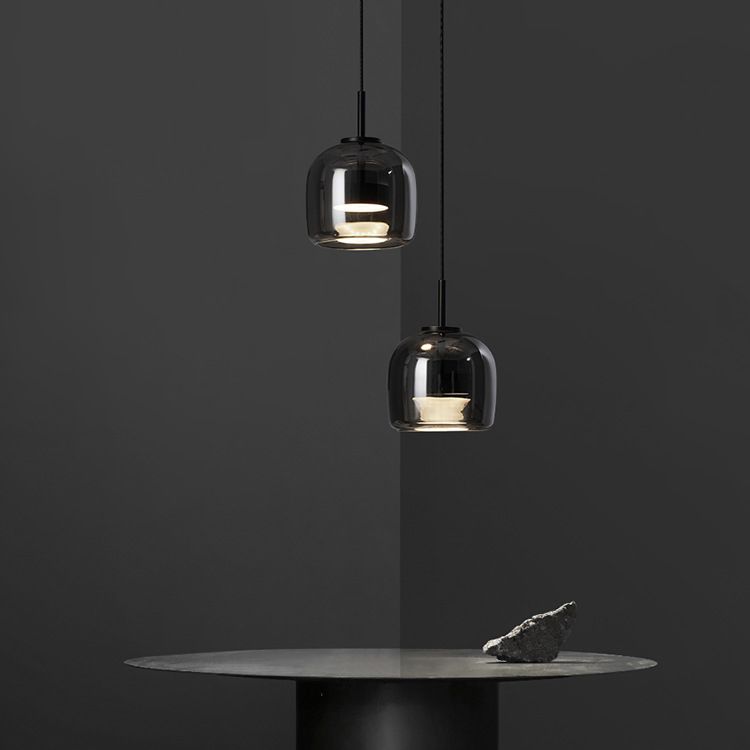 June Suspension Luminaire Design Verre Gris Fumé