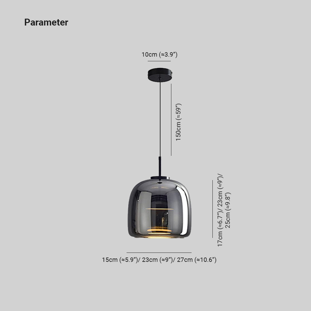 June Suspension Luminaire Design Verre Gris Fumé