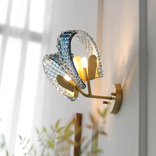 Applique murale en verre Aira Bleue en Verre Nervuré