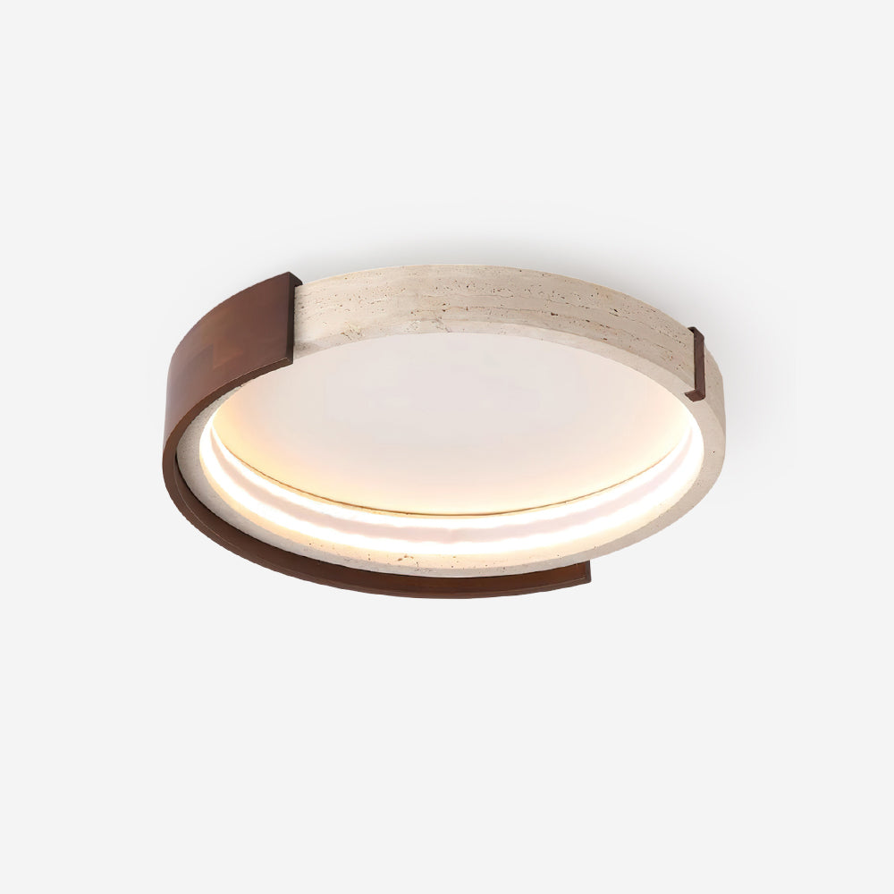 Luminaire en travertin Ritta Plafonnier Halo Moderne Travertin Bois