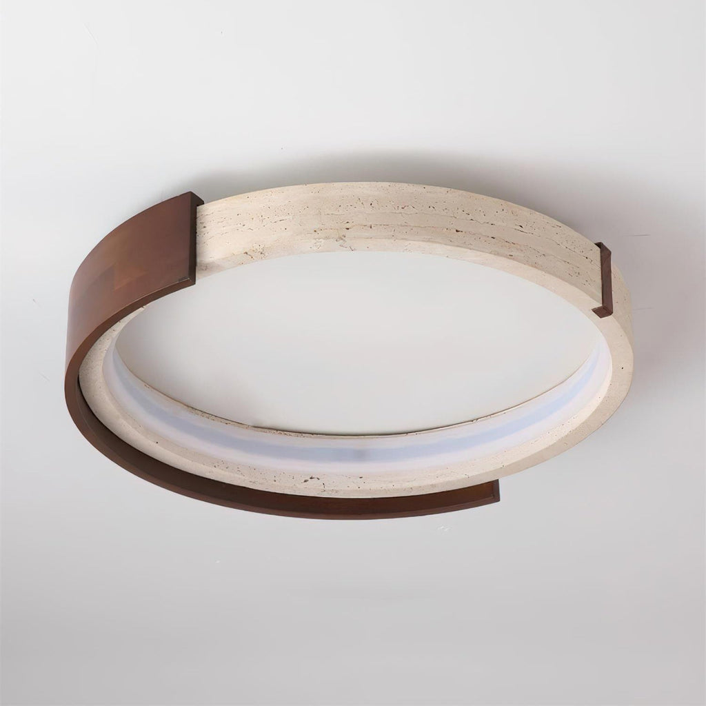 Luminaire en travertin Ritta Plafonnier Halo Moderne Travertin Bois