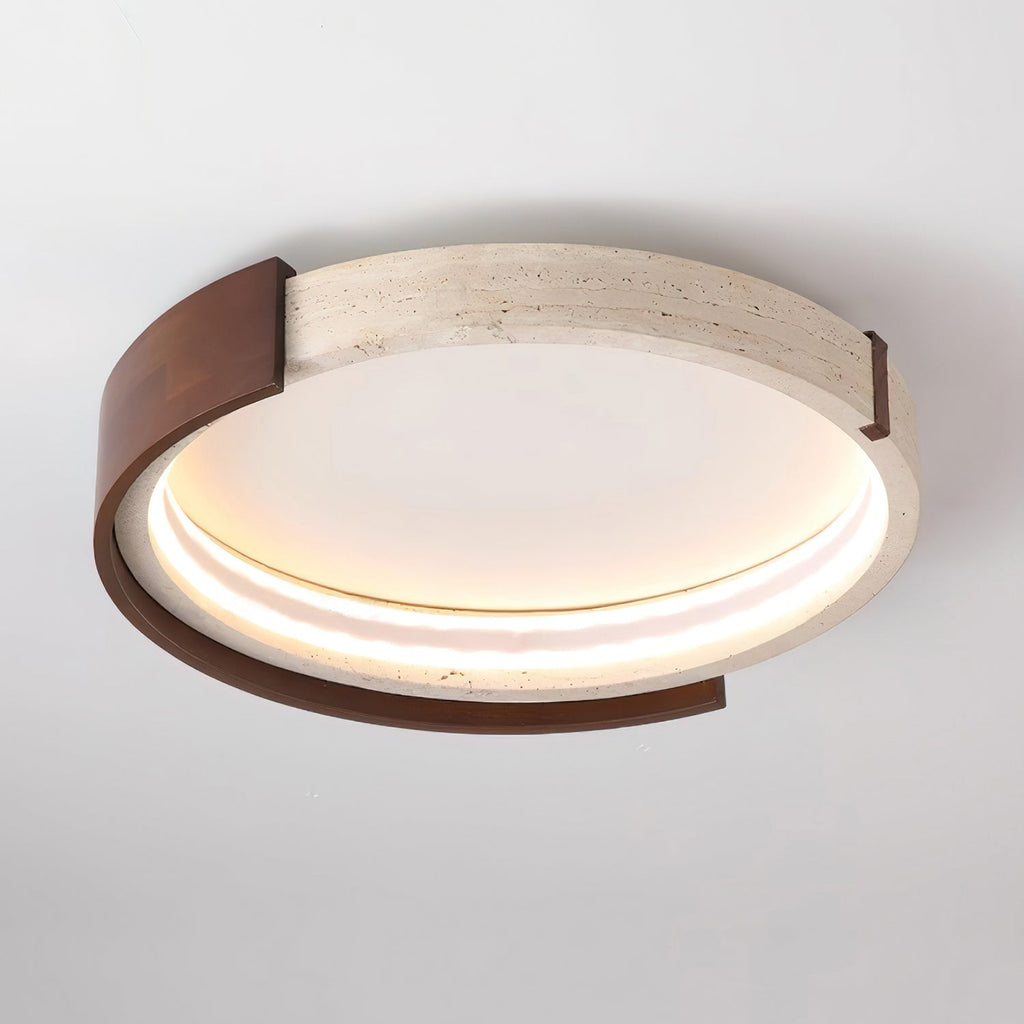 Luminaire en travertin Ritta Plafonnier Halo Moderne Travertin Bois