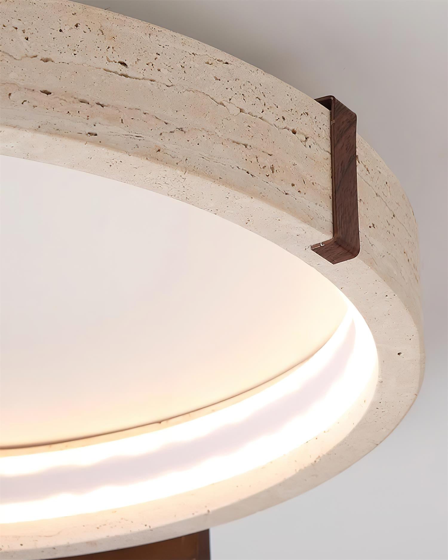 Luminaire en travertin Ritta Plafonnier Halo Moderne Travertin Bois