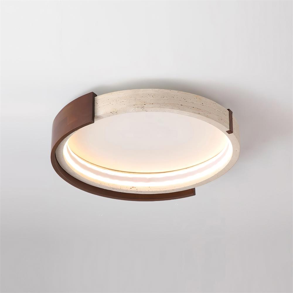 Luminaire en travertin Ritta Plafonnier Halo Moderne Travertin Bois