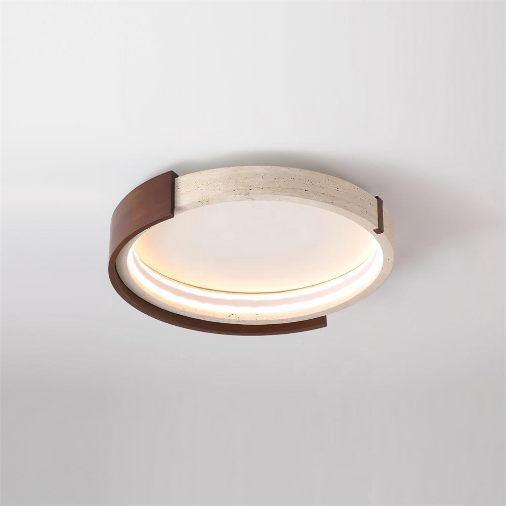 Luminaire en travertin Ritta Plafonnier Halo Moderne Travertin Bois