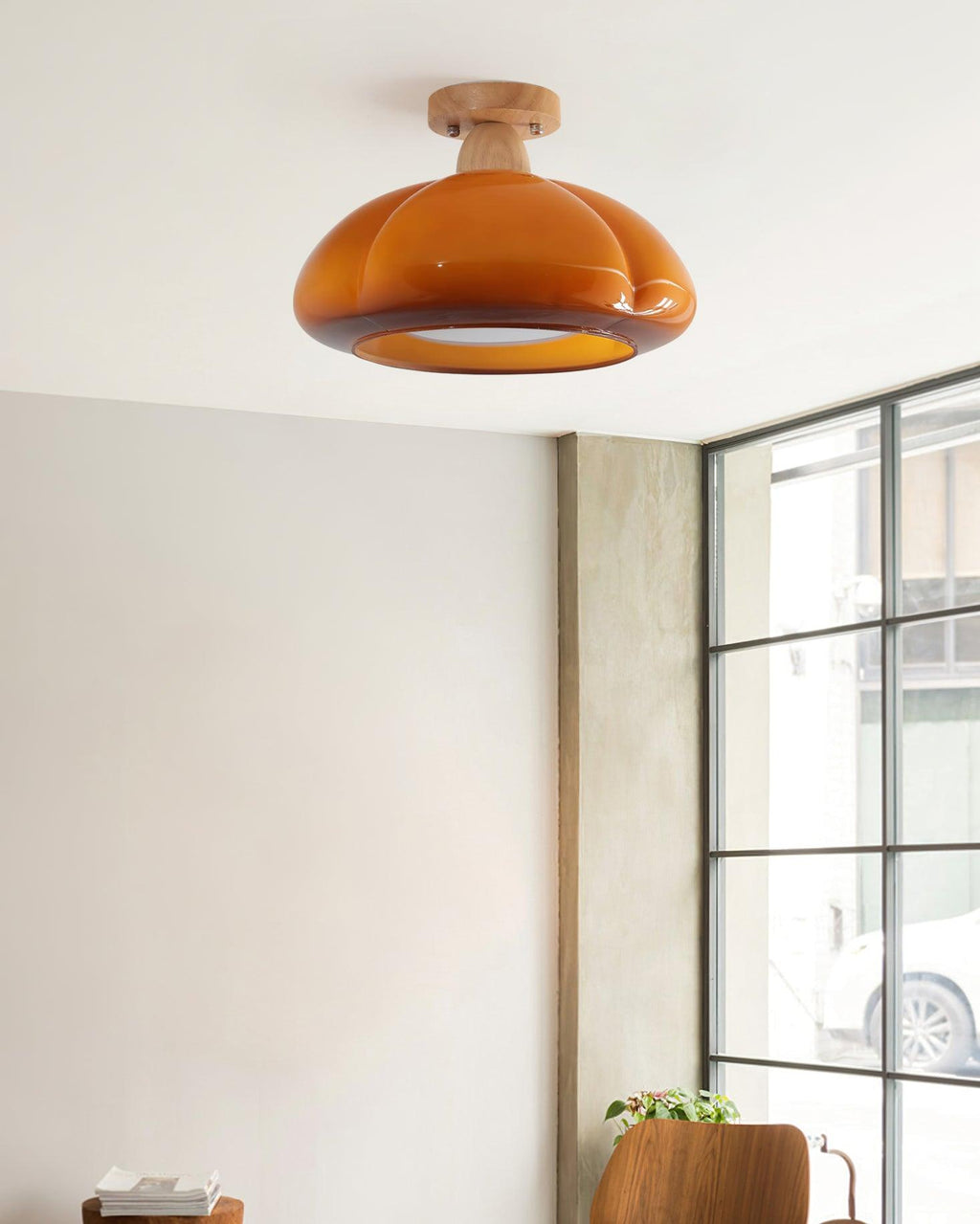 Luminaire en verre Ambrina Plafonnier Semi-Encastré Verre Ambre