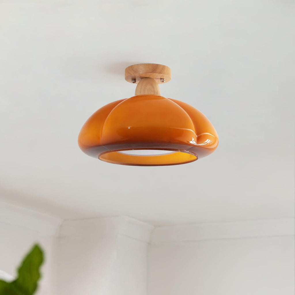 Luminaire en verre Ambrina Plafonnier Semi-Encastré Verre Ambre