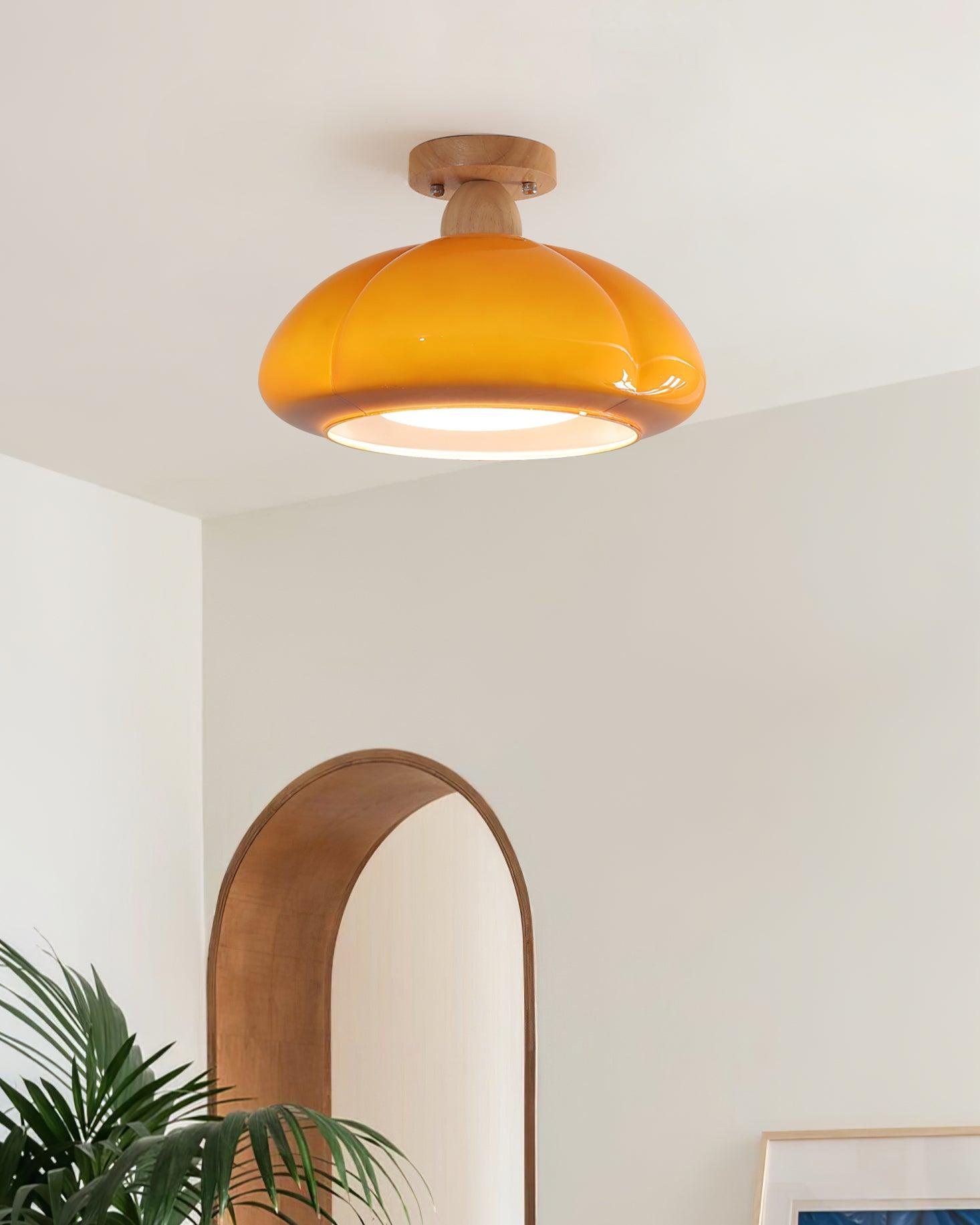 Luminaire en verre Ambrina Plafonnier Semi-Encastré Verre Ambre