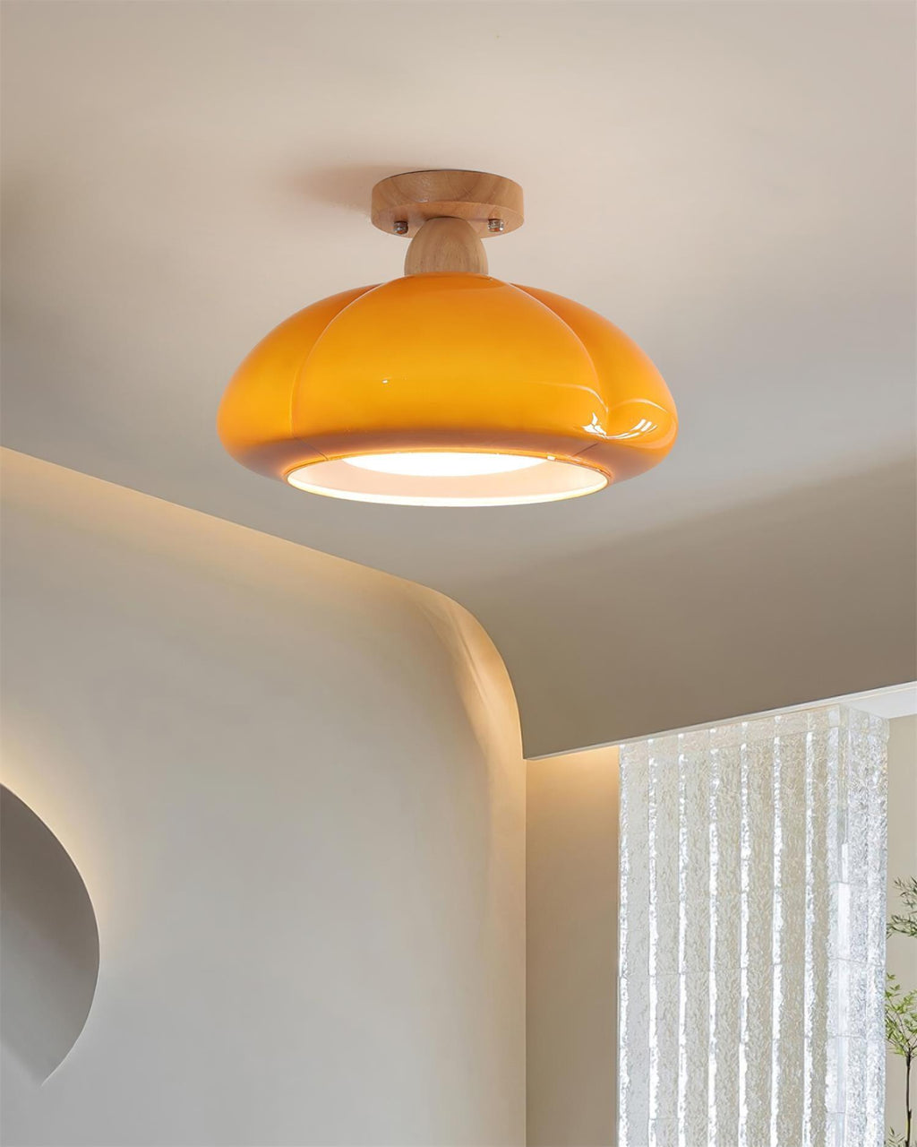 Luminaire en verre Ambrina Plafonnier Semi-Encastré Verre Ambre