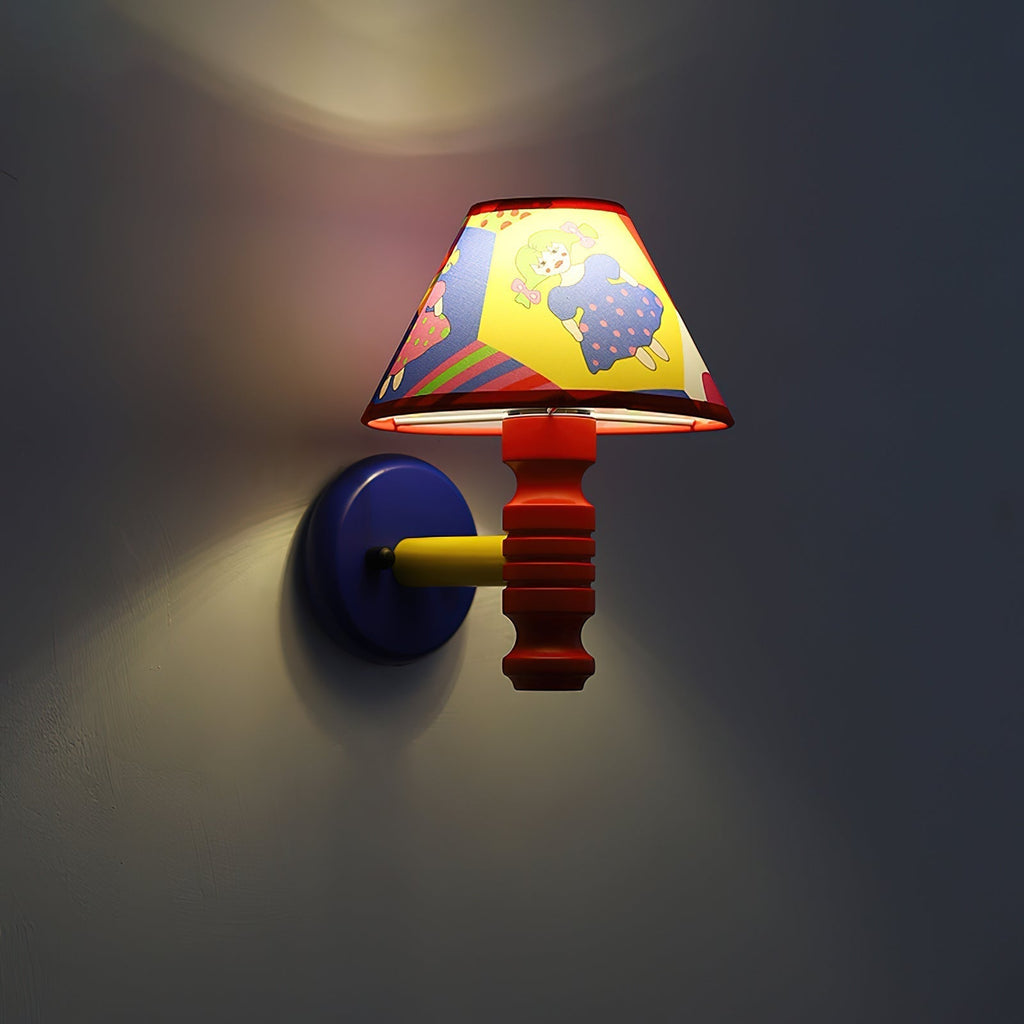Applique Murale avec Abat-jour en Tissu Cartoon et Bras Chambre d'Enfant