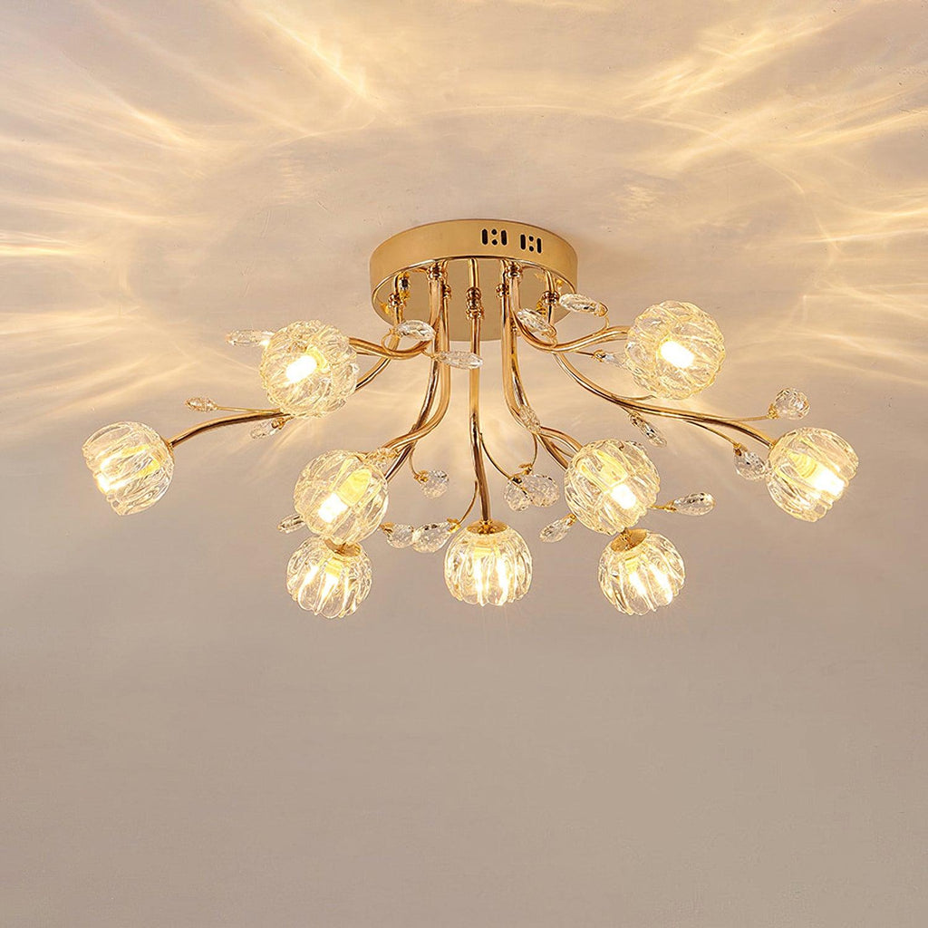 Luminaire Aballs Postmoderne Luxe Fleur Cristal Plafonnier