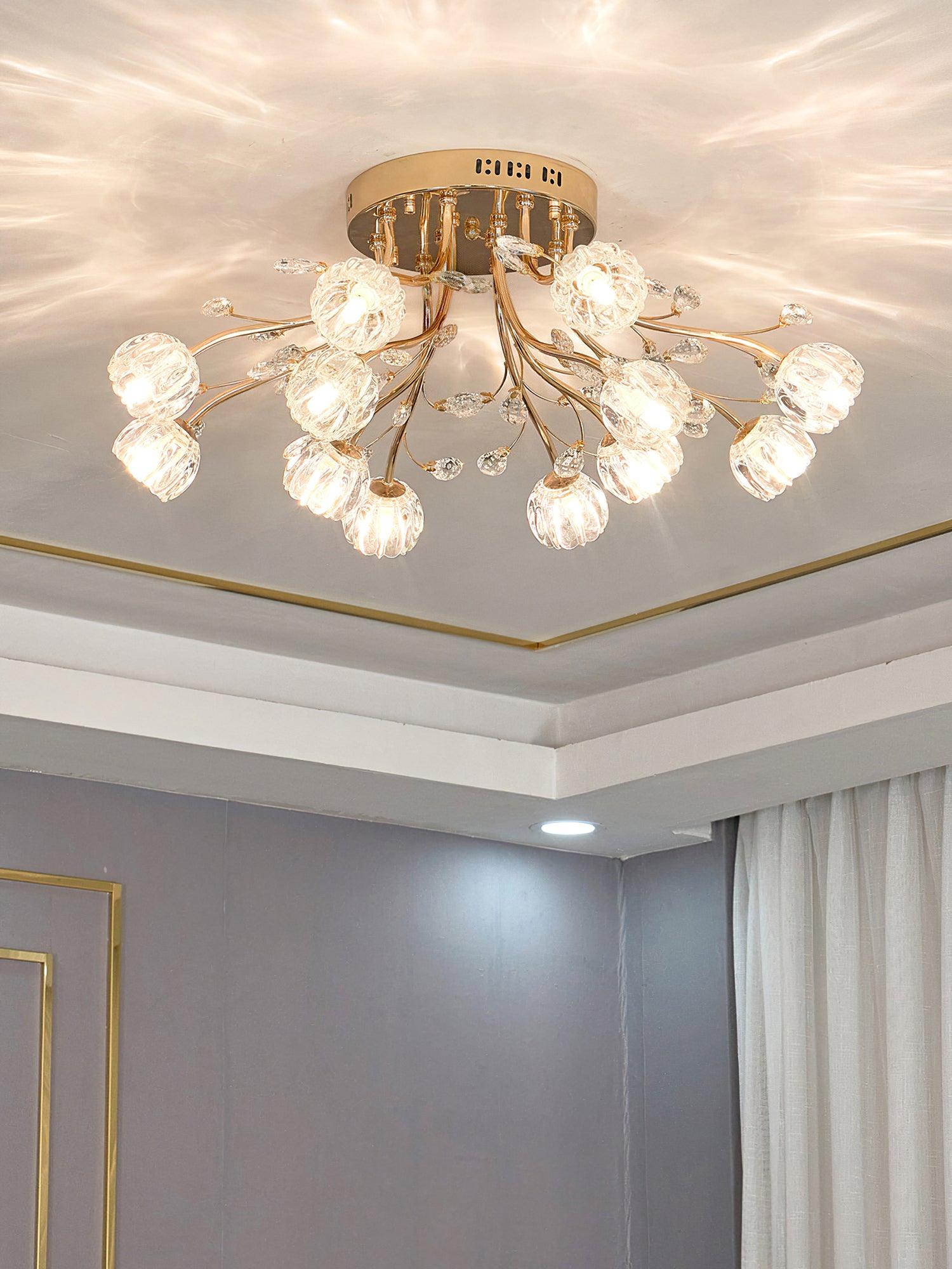 Luminaire Aballs Postmoderne Luxe Fleur Cristal Plafonnier