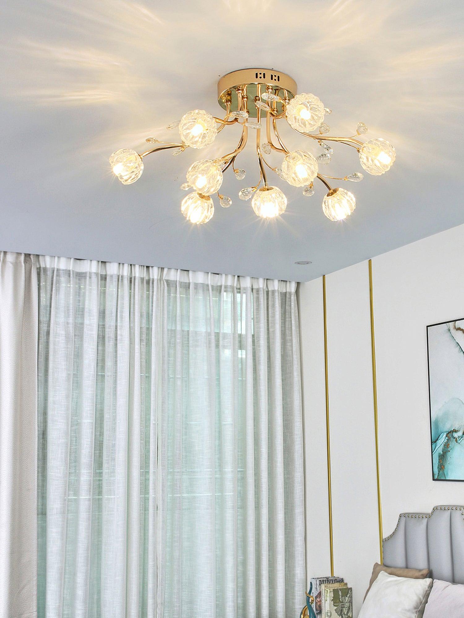 Luminaire Aballs Postmoderne Luxe Fleur Cristal Plafonnier