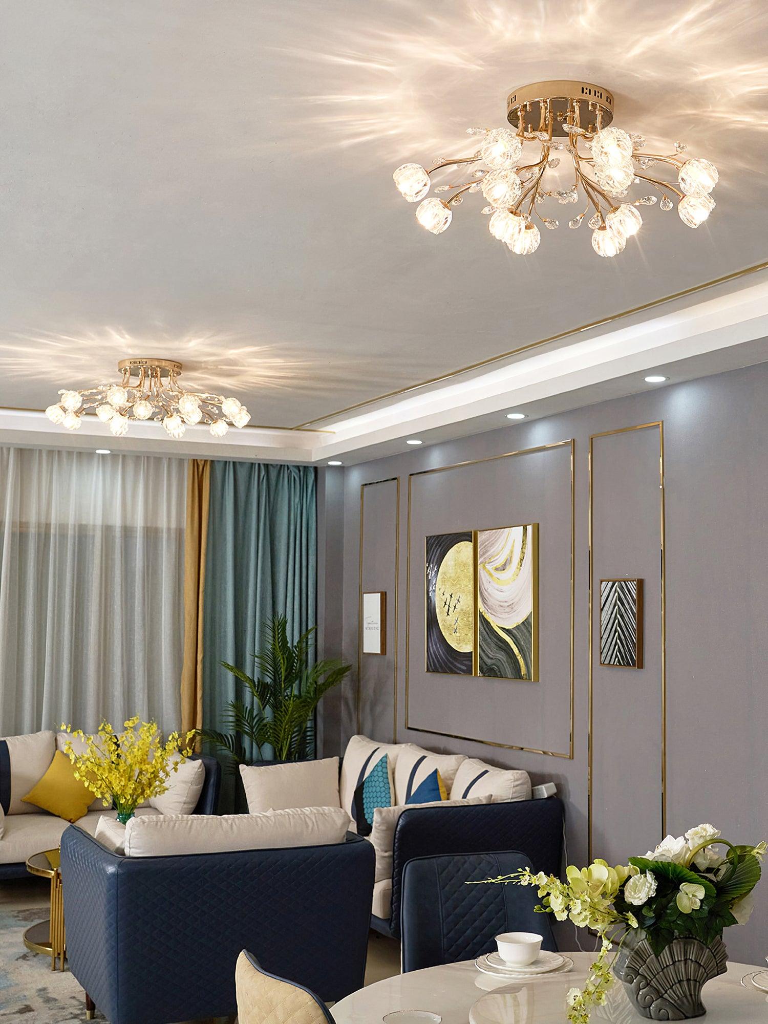 Luminaire Aballs Postmoderne Luxe Fleur Cristal Plafonnier