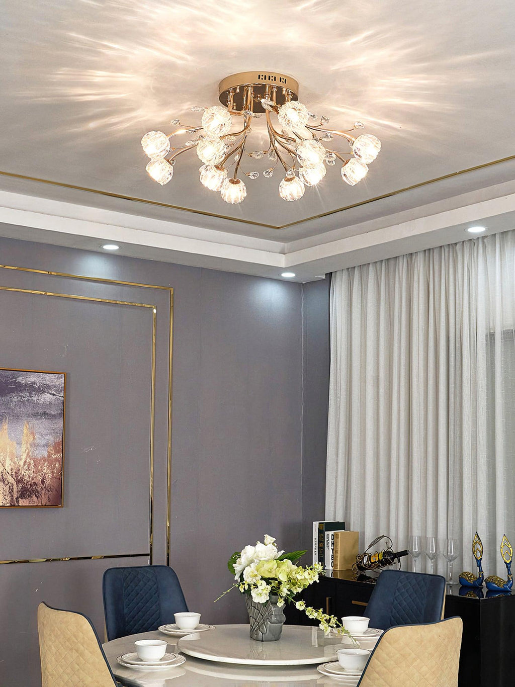 Luminaire Aballs Postmoderne Luxe Fleur Cristal Plafonnier