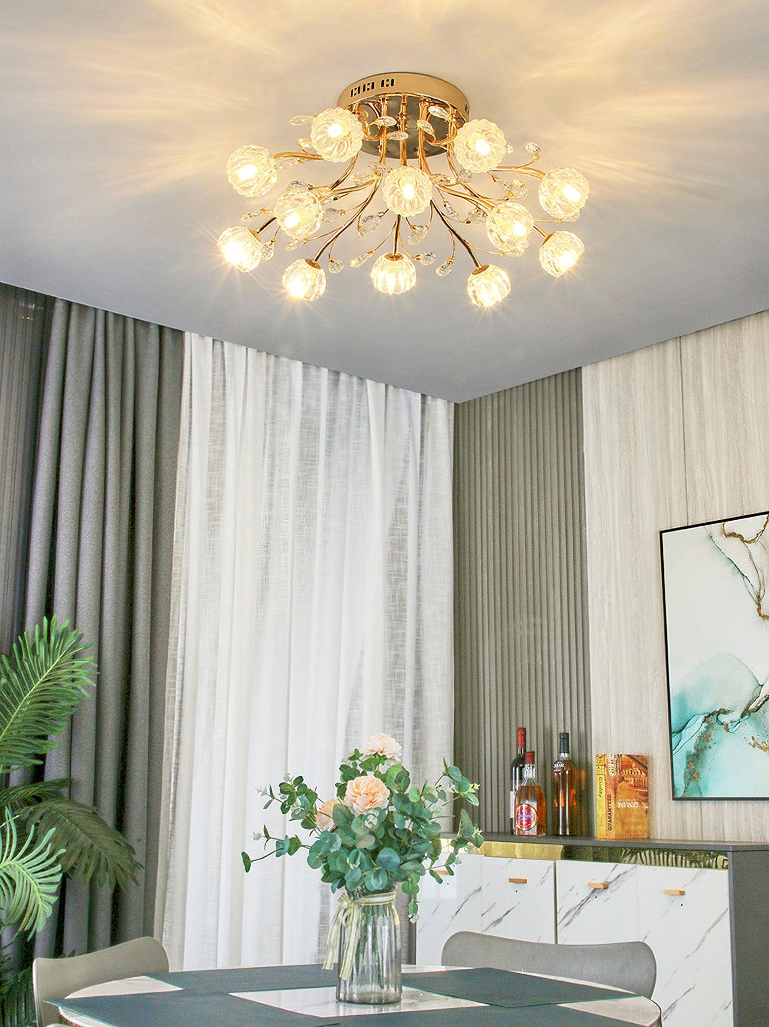 Luminaire Aballs Postmoderne Luxe Fleur Cristal Plafonnier