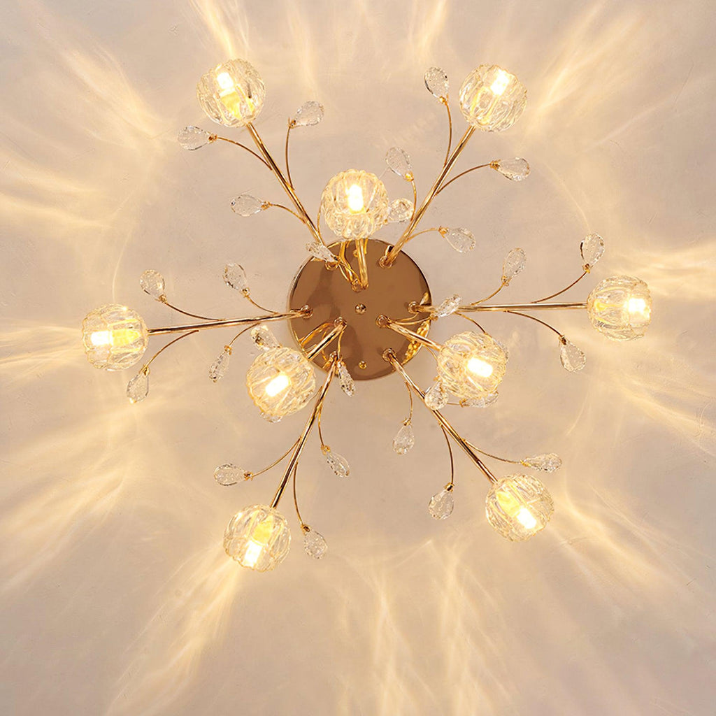 Luminaire Aballs Postmoderne Luxe Fleur Cristal Plafonnier