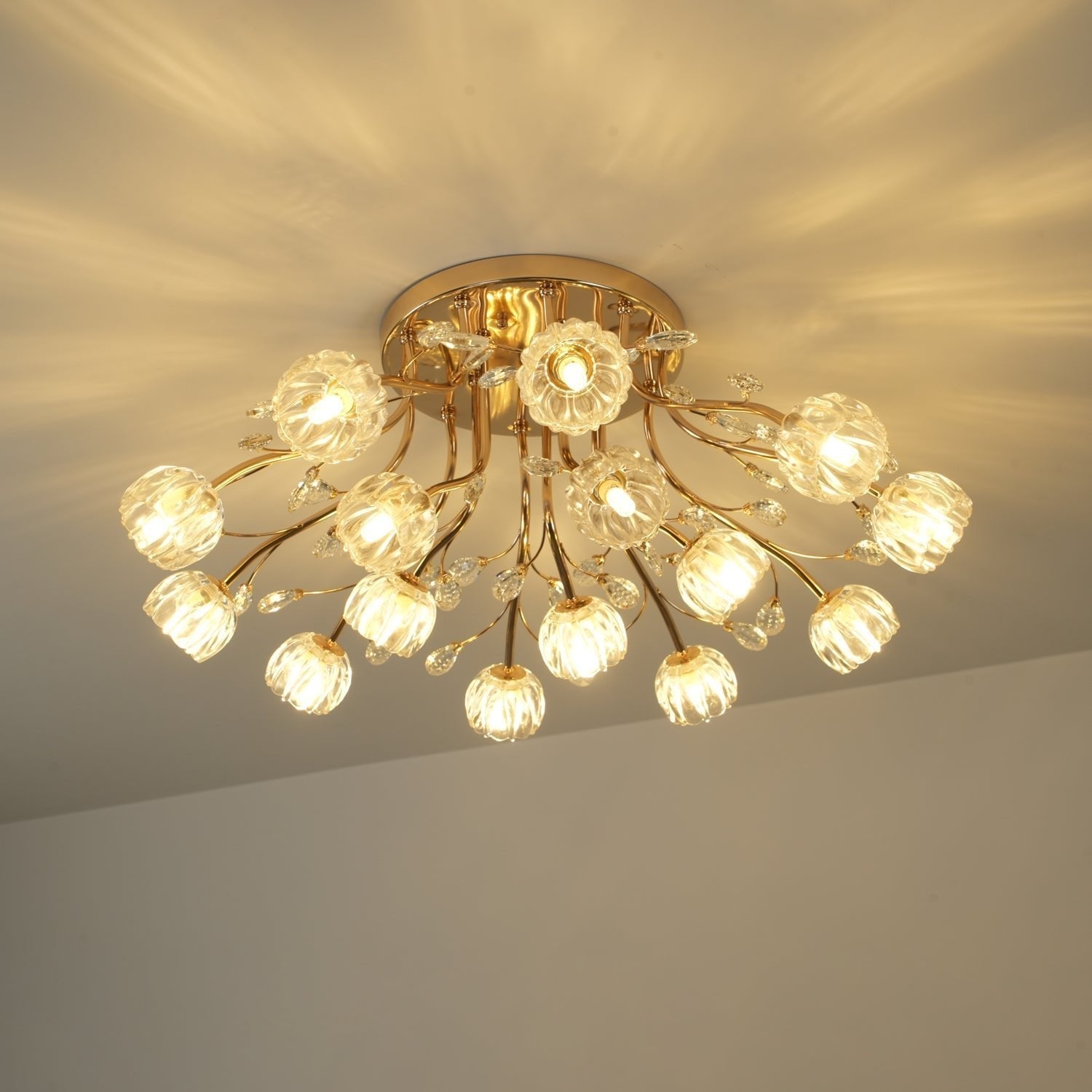 Luminaire Aballs Postmoderne Luxe Fleur Cristal Plafonnier