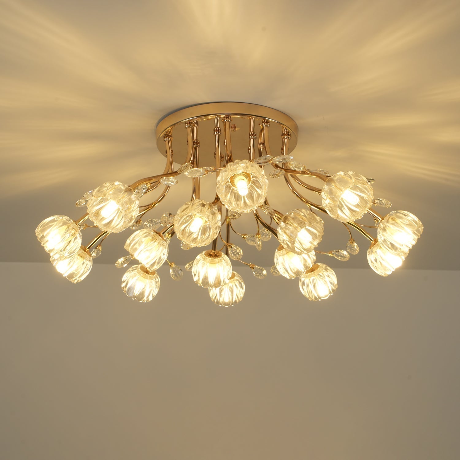 Luminaire Aballs Postmoderne Luxe Fleur Cristal Plafonnier