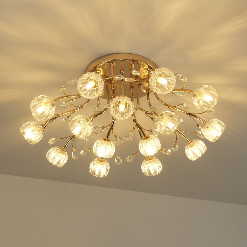Luminaire Aballs Postmoderne Luxe Fleur Cristal Plafonnier