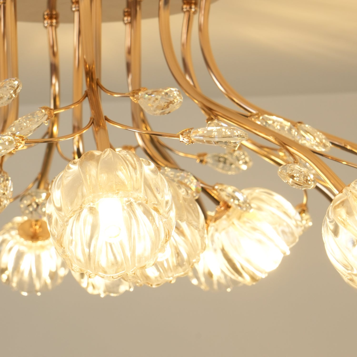 Luminaire Aballs Postmoderne Luxe Fleur Cristal Plafonnier
