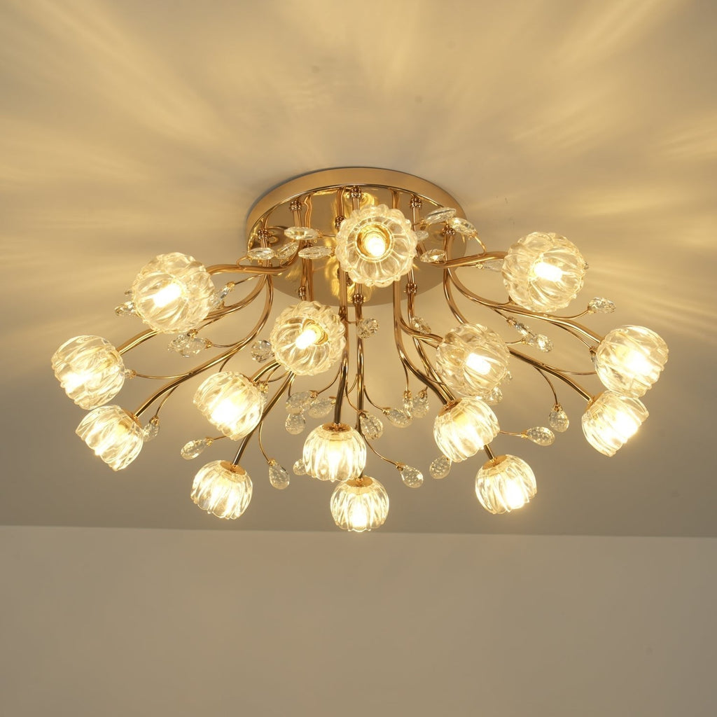 Luminaire Aballs Postmoderne Luxe Fleur Cristal Plafonnier