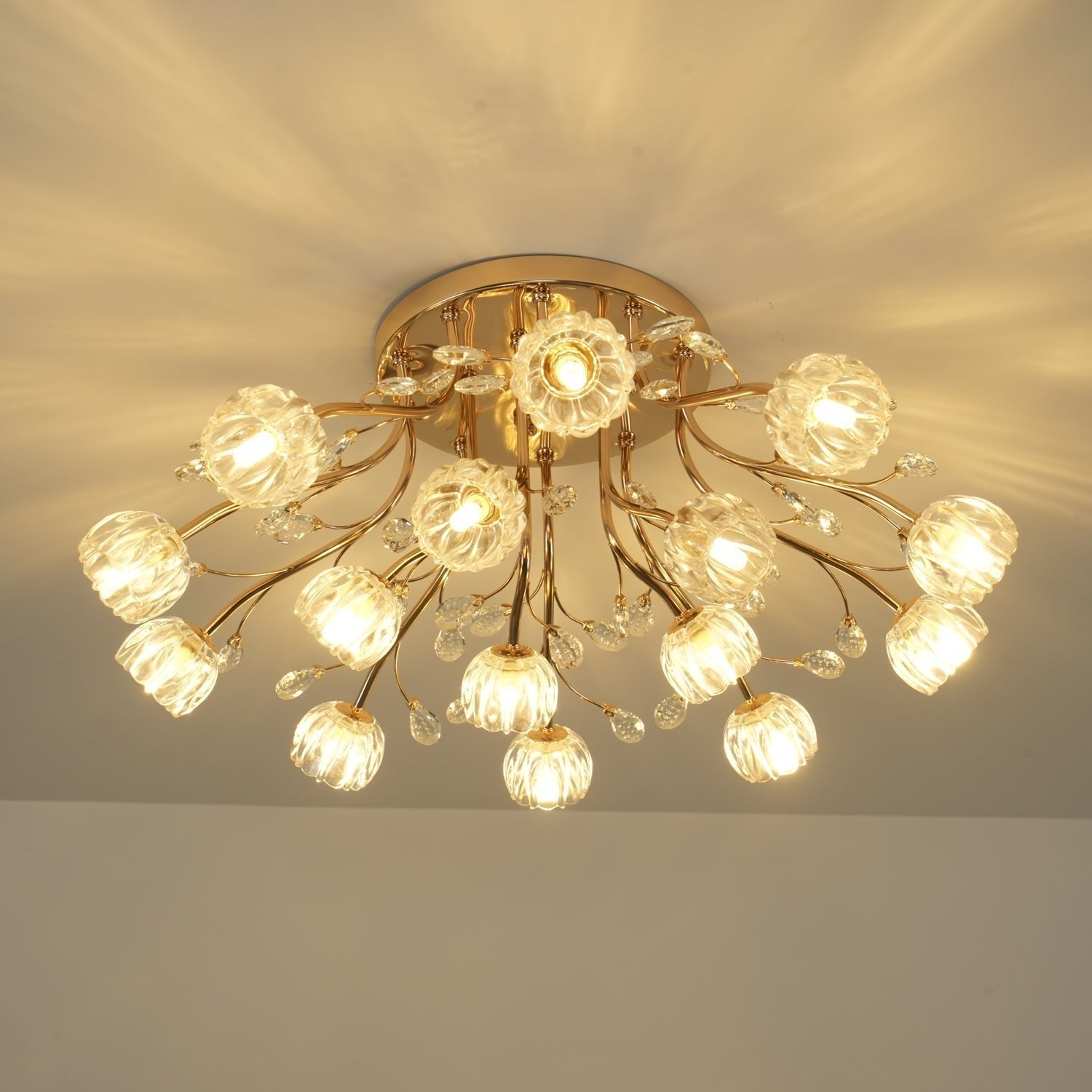 Luminaire Aballs Postmoderne Luxe Fleur Cristal Plafonnier