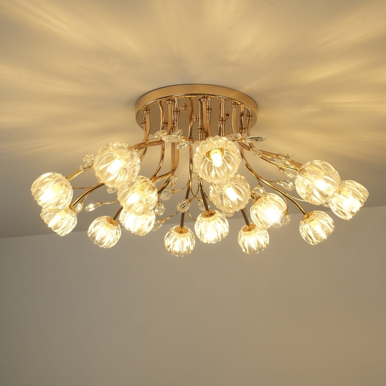 Luminaire Aballs Postmoderne Luxe Fleur Cristal Plafonnier