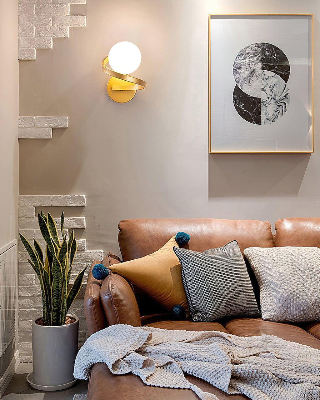 Abner Courbé Moderne Minimaliste Laiton Verre Applique Murale