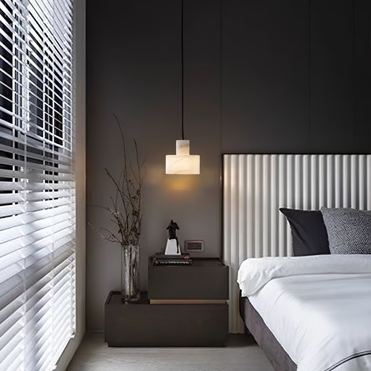 Alabaster  Suspension Double Cylindrique