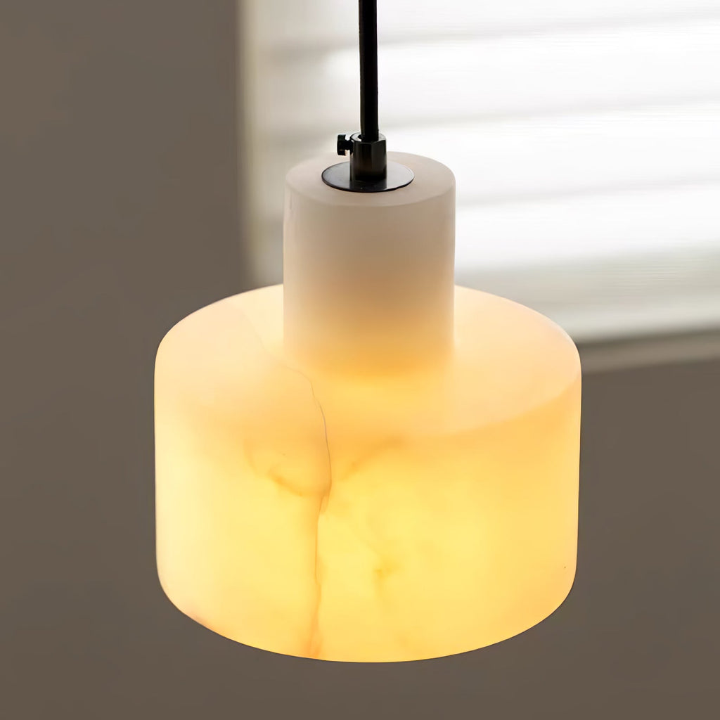 Alabaster  Suspension Double Cylindrique