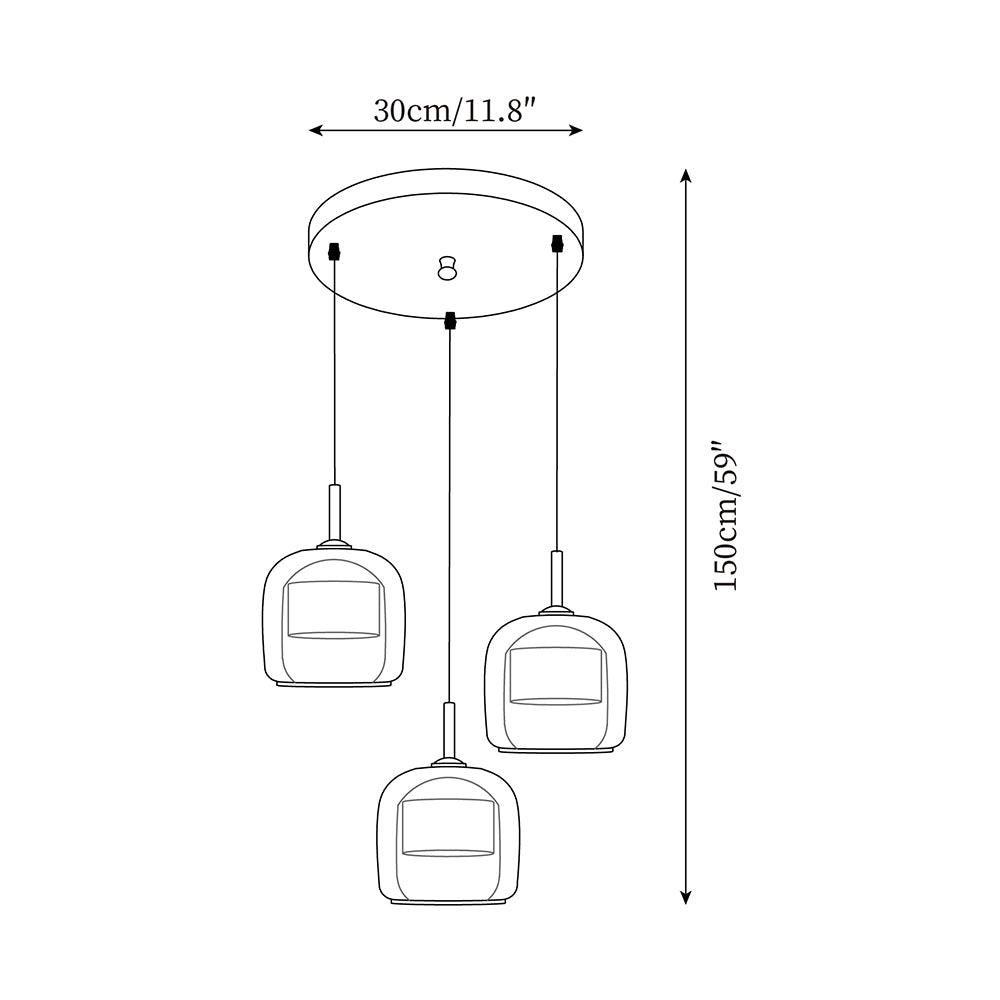 June Suspension Luminaire Design Verre Gris Fumé