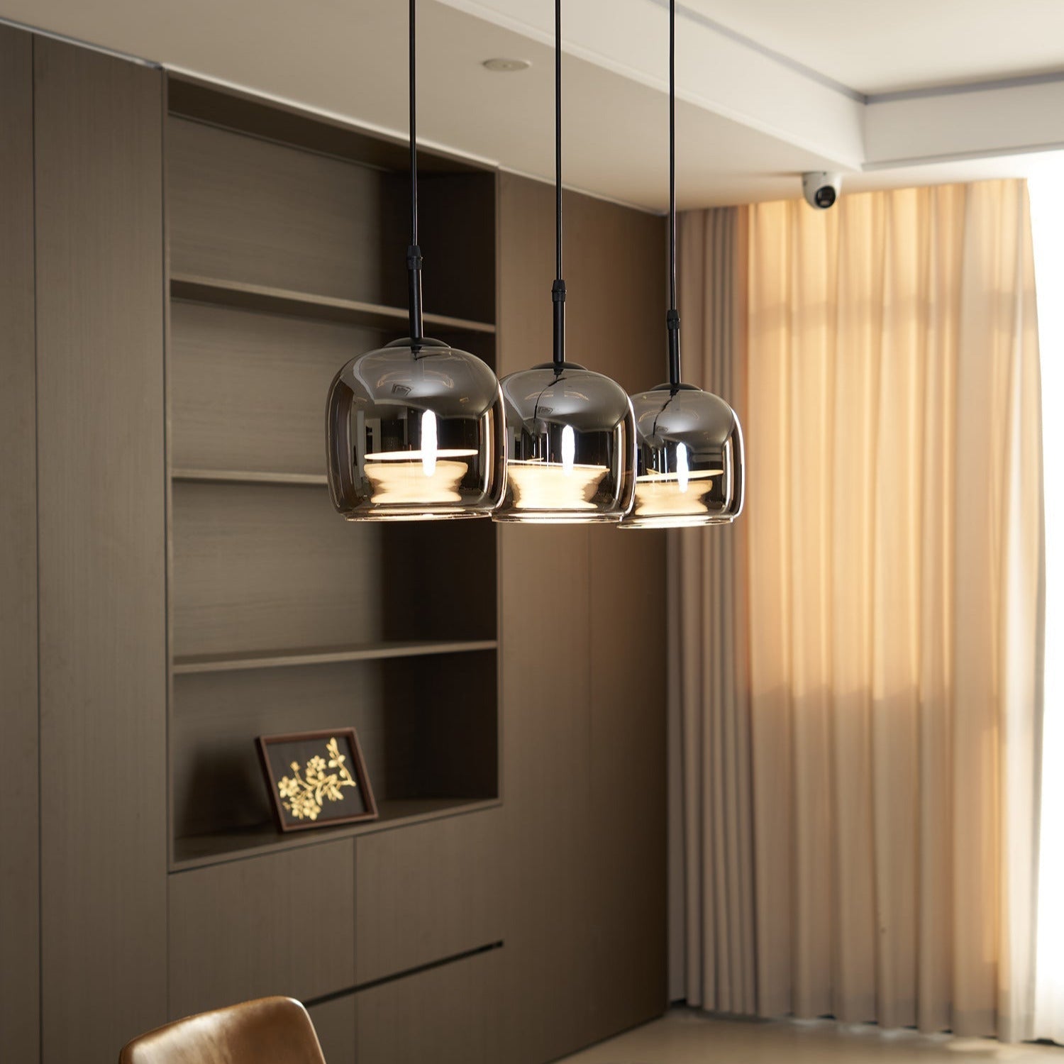 June Suspension Luminaire Design Verre Gris Fumé