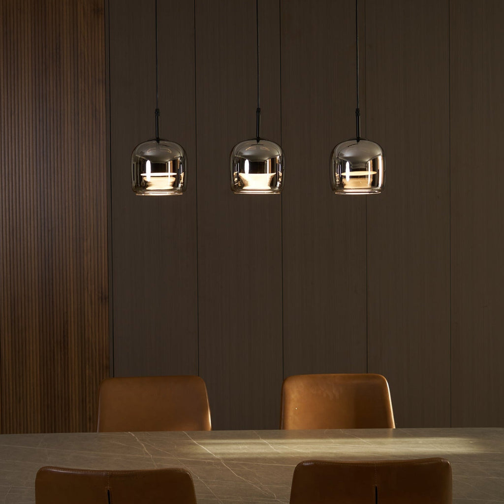 June Suspension Luminaire Design Verre Gris Fumé