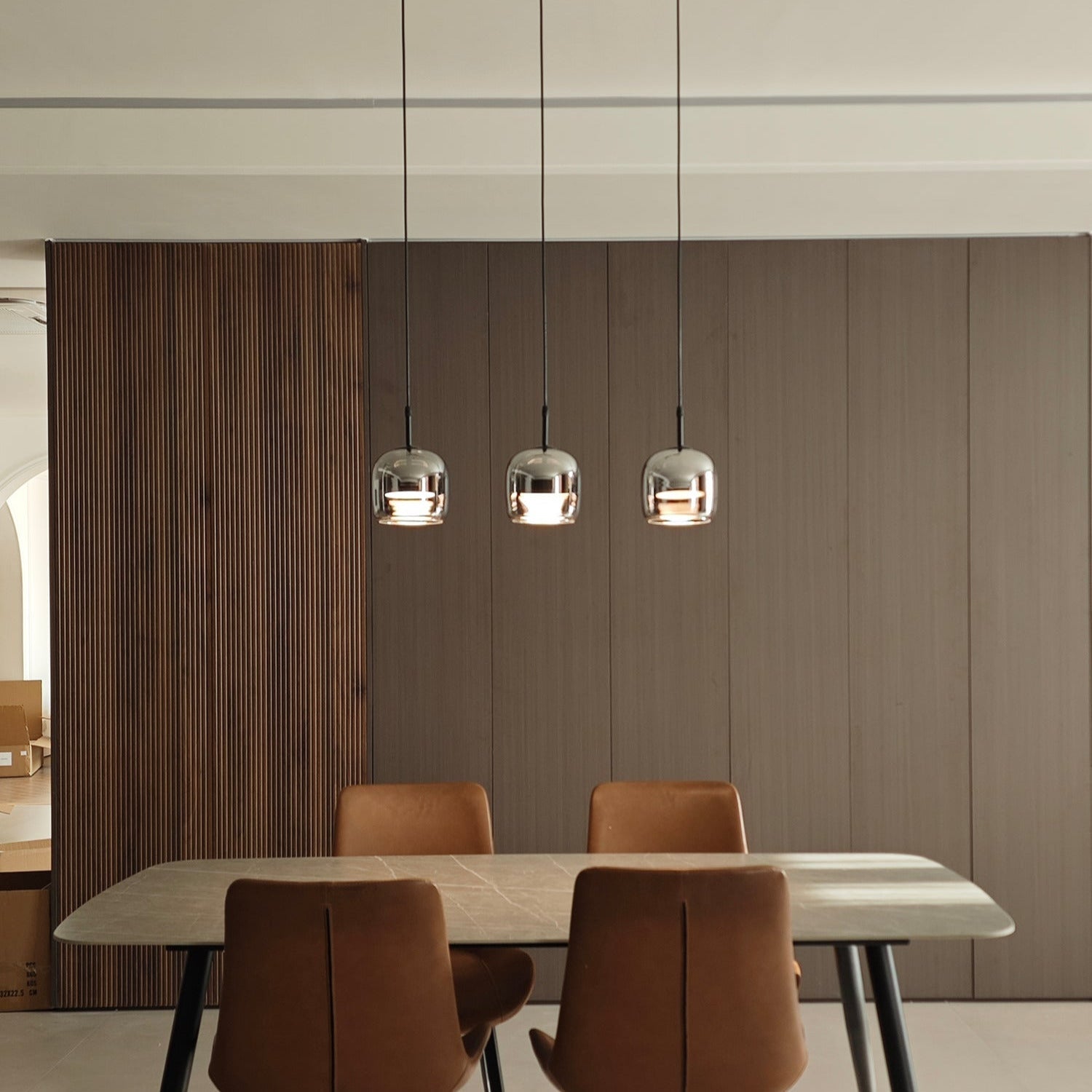 June Suspension Luminaire Design Verre Gris Fumé