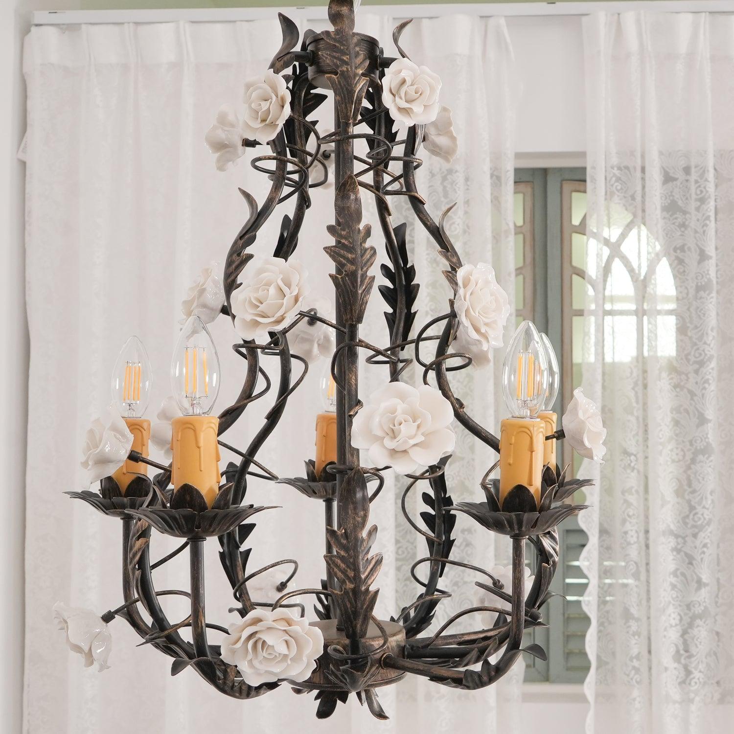 Luminaire Rocaille Lustre Fleur Luxe Métal
