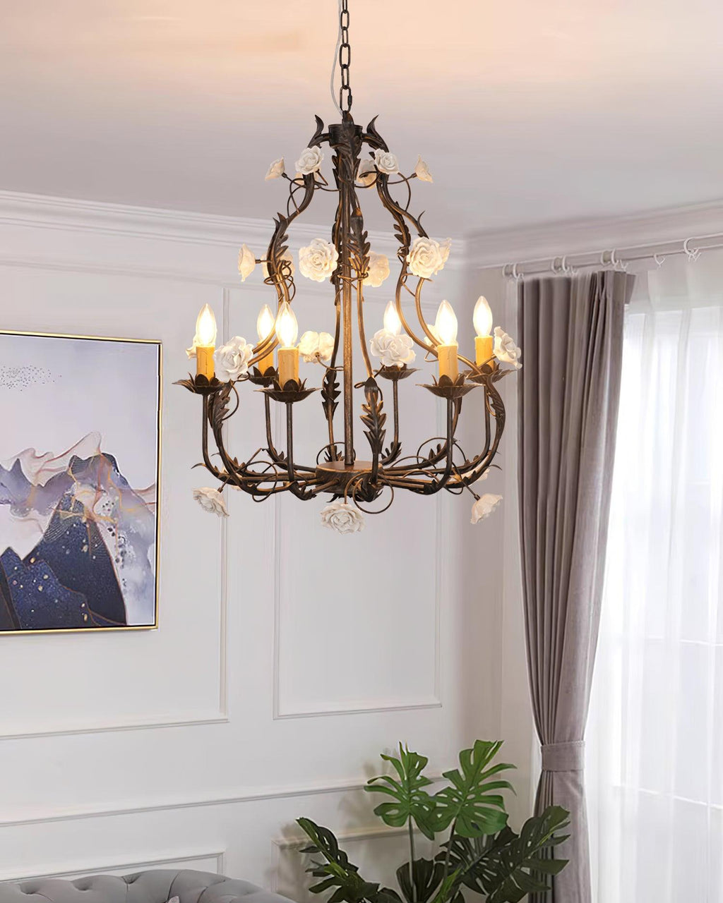 Luminaire Rocaille Lustre Fleur Luxe Métal