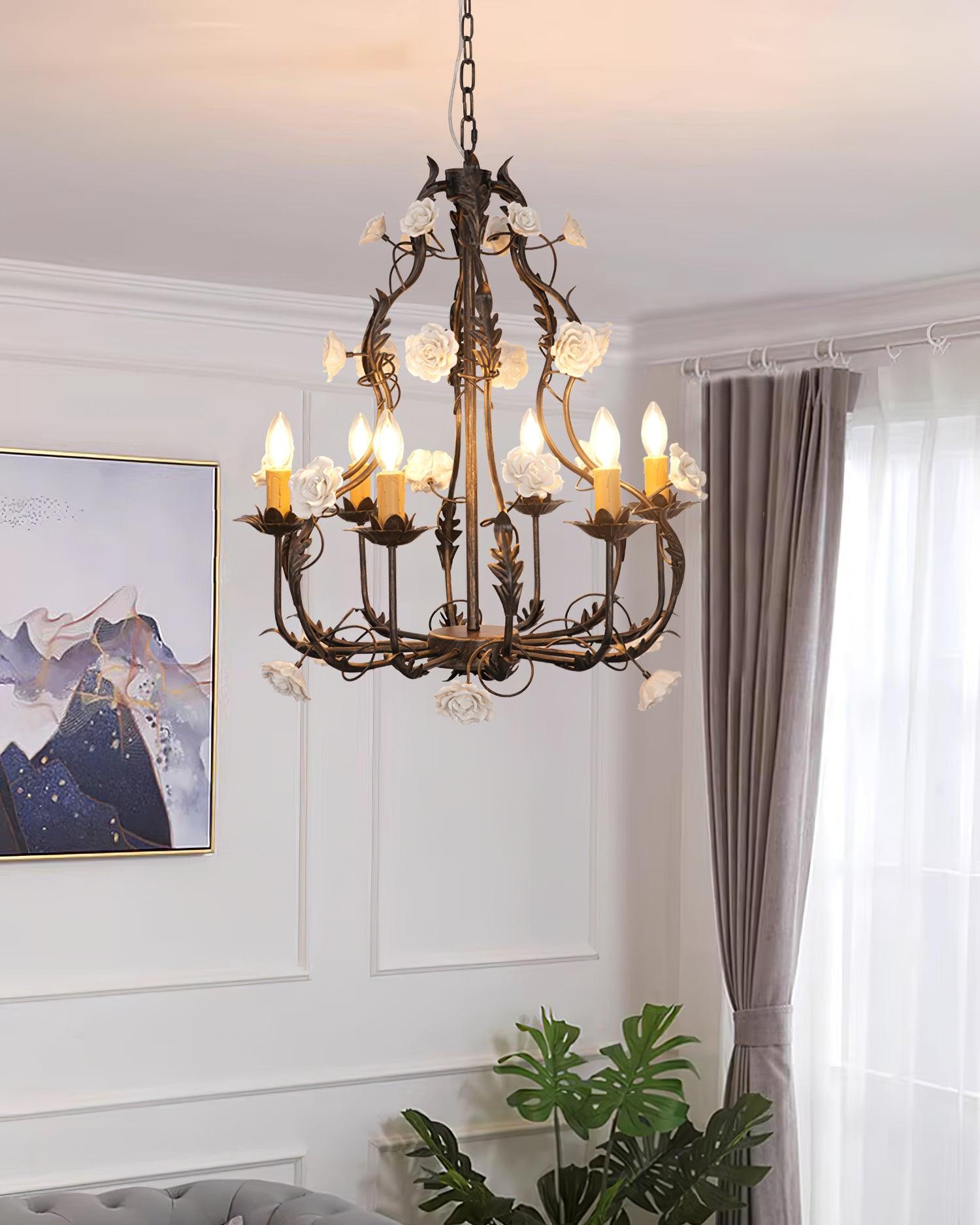 Luminaire Rocaille Lustre Fleur Luxe Métal