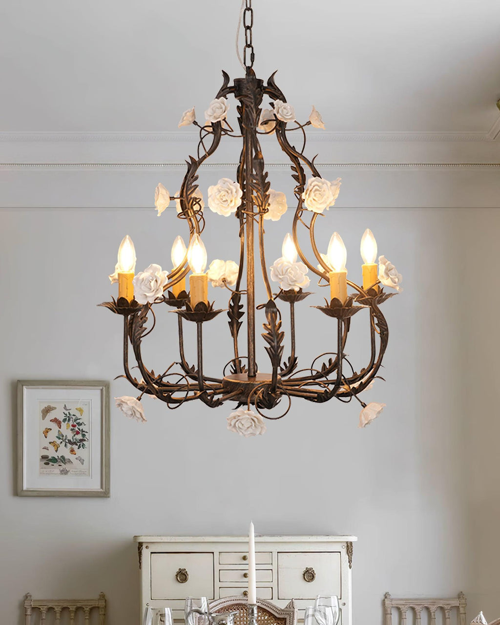 Luminaire Rocaille Lustre Fleur Luxe Métal
