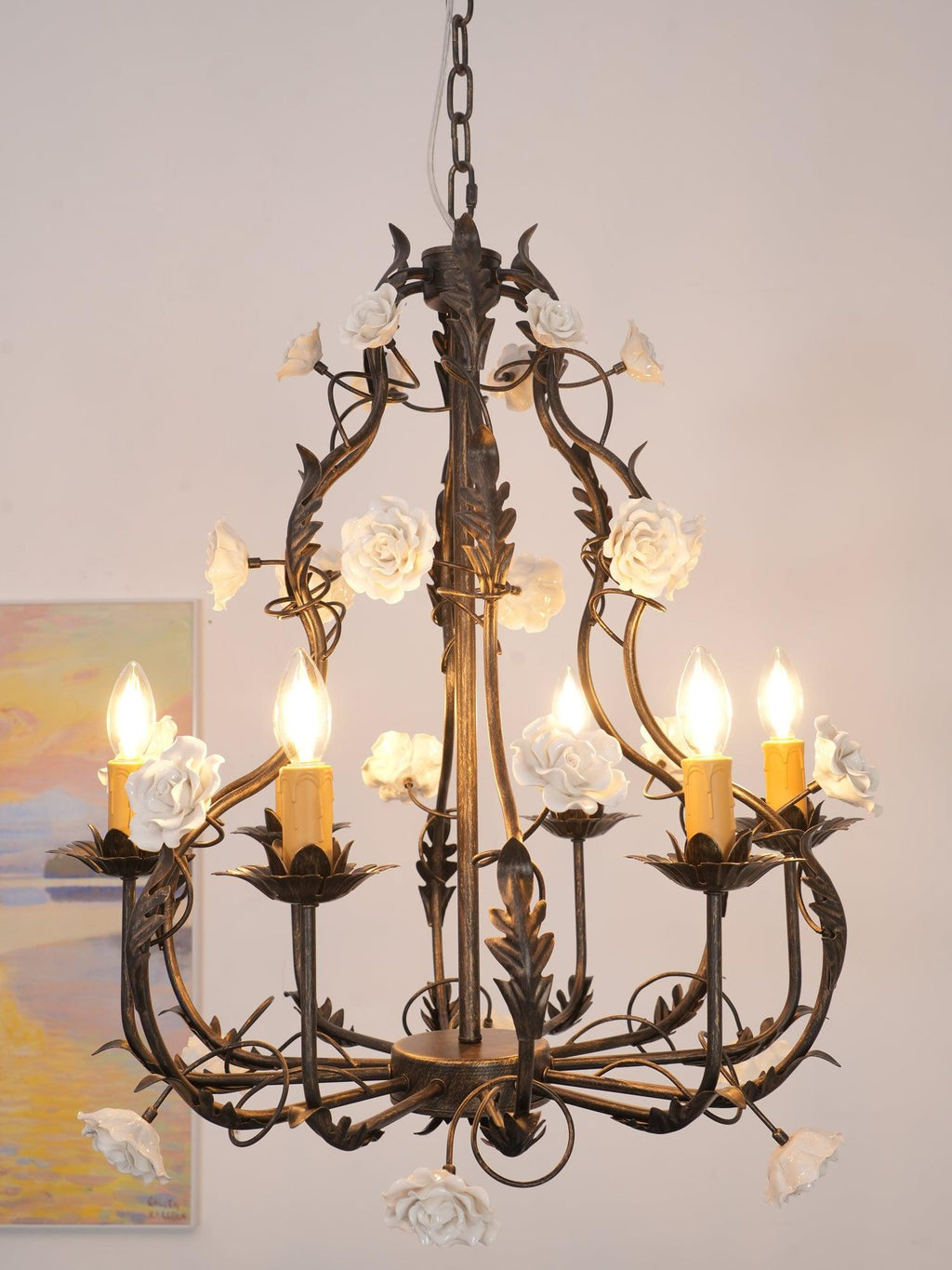 Luminaire Rocaille Lustre Fleur Luxe Métal