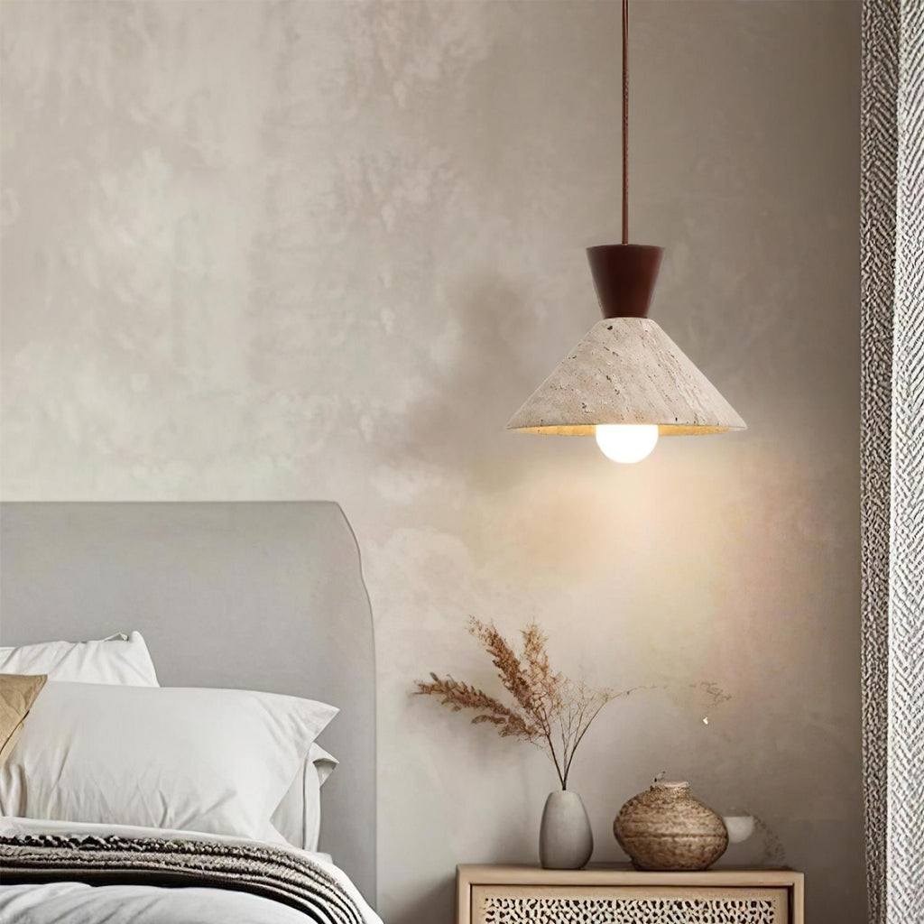 Ritta Suspension Travertin Forme Chapeau