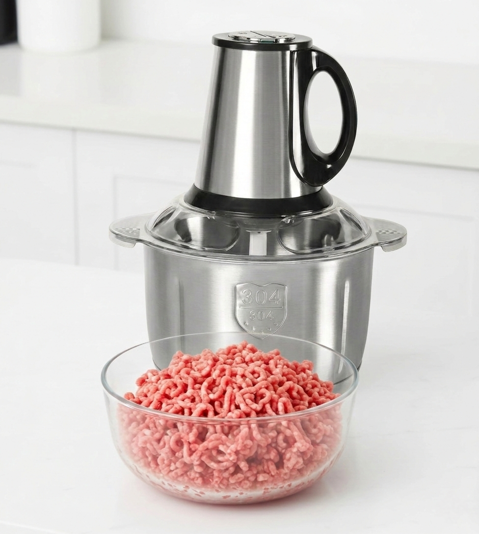 Hachoir à Viande Électrique 5L I 500W Inox 3 Vitesses I Grande Capacité Multifonction