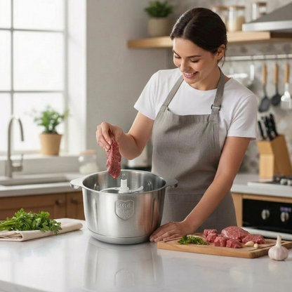 Hachoir à Viande Électrique 2L Inox – 300W | 4 Lames Acier | 2 Vitesses Multifonction