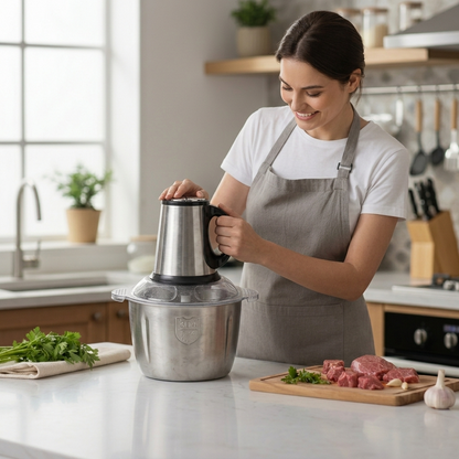 Hachoir à Viande Électrique 5L I 500W Inox 3 Vitesses I Grande Capacité Multifonction