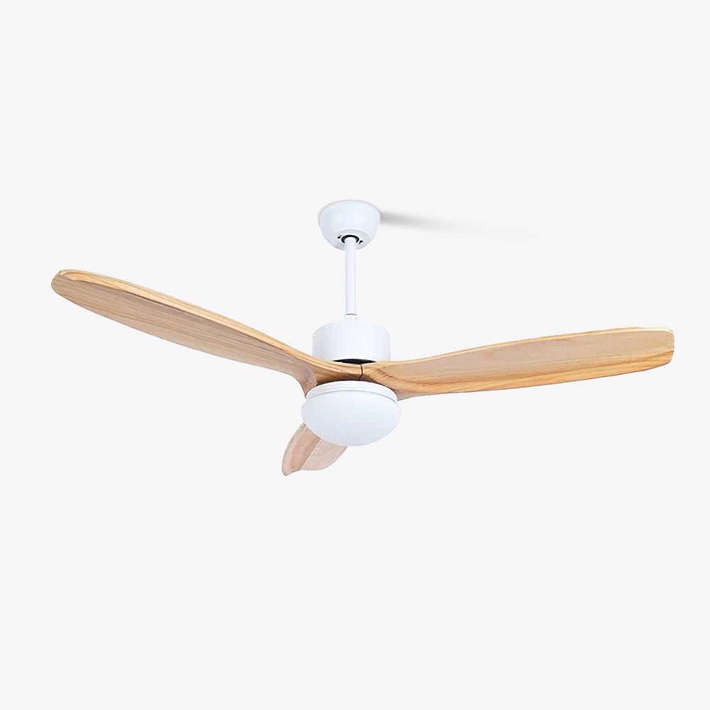 Ventilateur de Plafond Design Bois et Blanc avec LED Silencieux Télécommande incluse