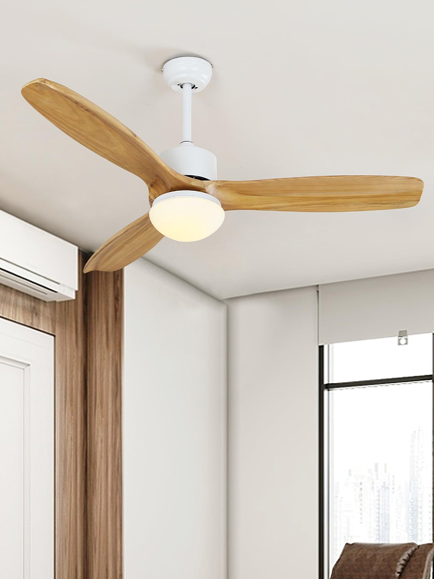 Ventilateur de Plafond Design Bois et Blanc avec LED Silencieux Télécommande incluse