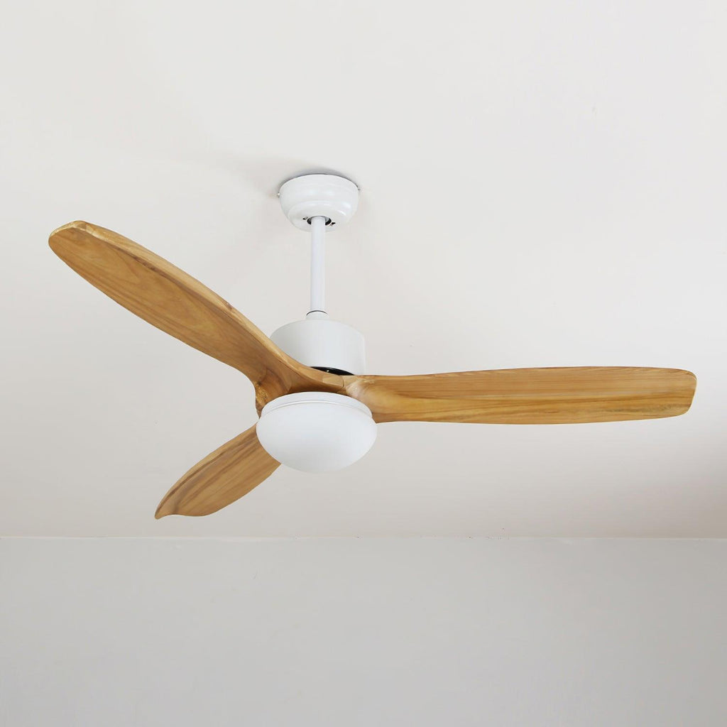 Ventilateur de Plafond Design Bois et Blanc avec LED Silencieux Télécommande incluse