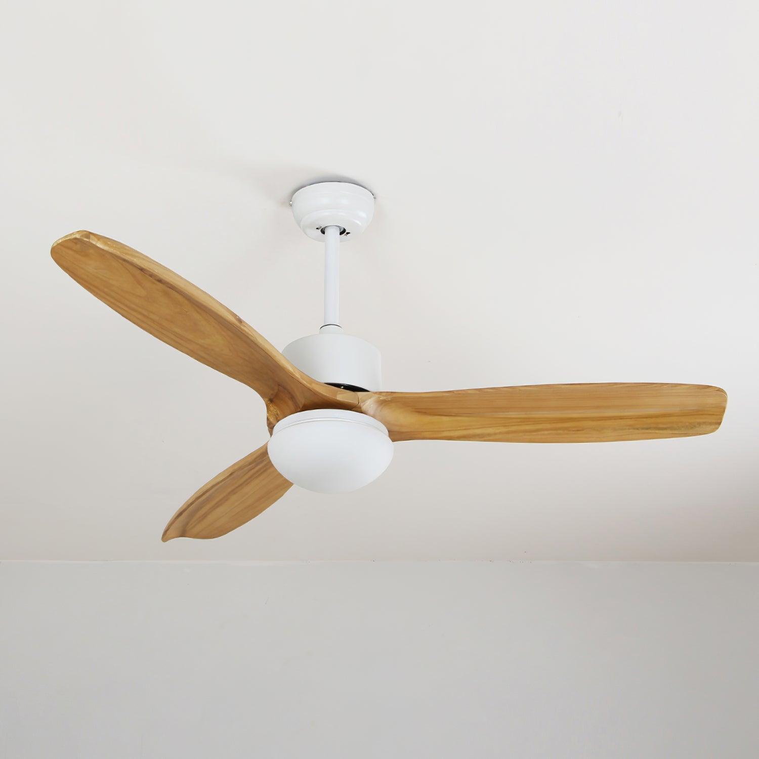 Ventilateur de Plafond Design Bois et Blanc avec LED Silencieux Télécommande incluse